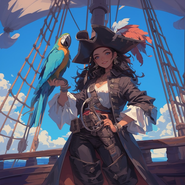 Digital art style pirate character portrait