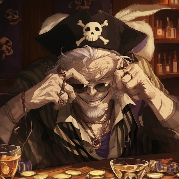 무료 사진 digital art style pirate character portrait