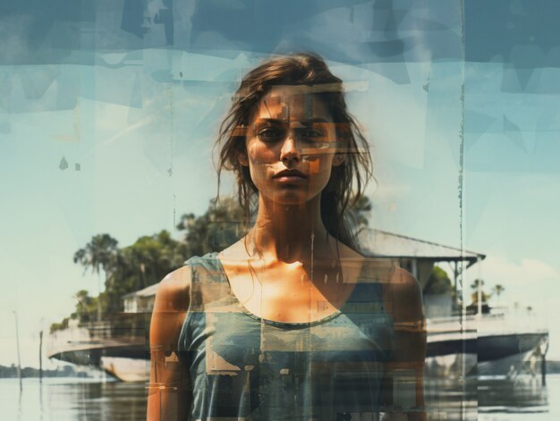 Digital art style portrait of adult woman