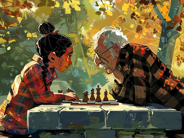 Free photo digital art style scene with people playing chess