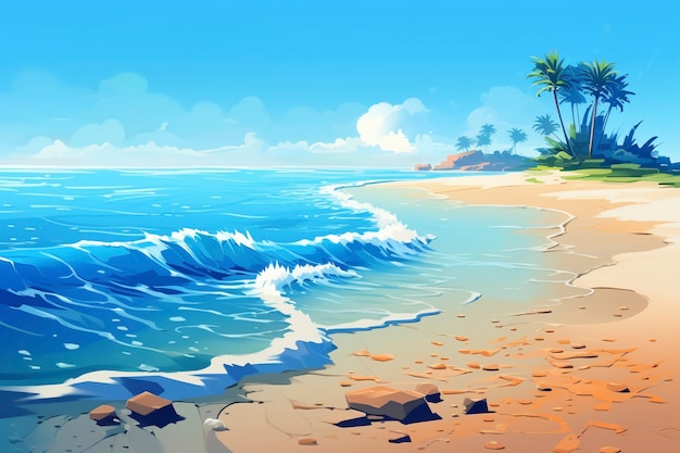 Digital art style sea landscape