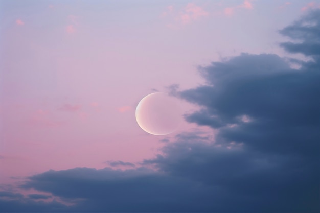 Digital art style sky landscape with moon