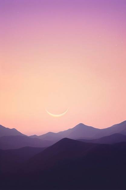 Free photo digital art style sky landscape with moon