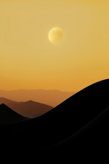 Бесплатное фото Пейзаж неба в стиле цифрового искусства с луной