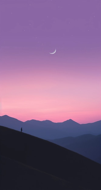 Free photo digital art style sky landscape with moon