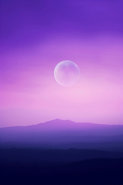 Пейзаж неба в стиле цифрового искусства с луной