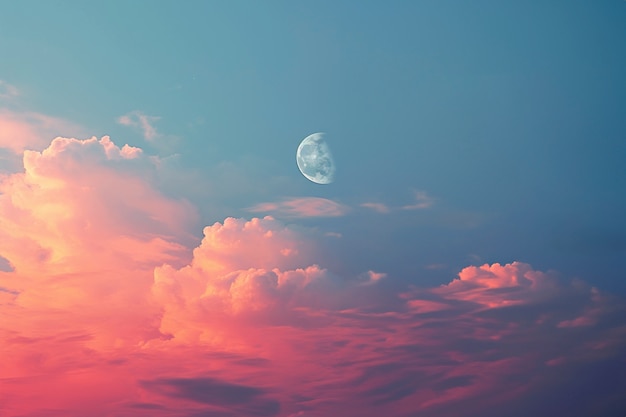 달이 있는 디지털 아트 스타일의 하늘 풍경