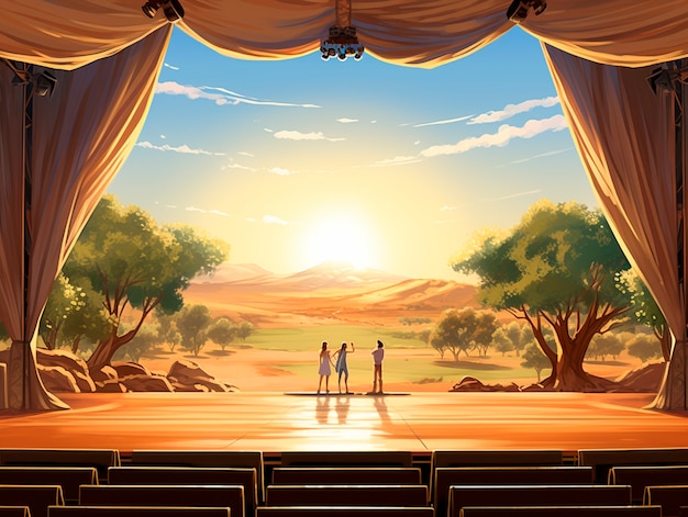 Free photo digital art style theatre stage