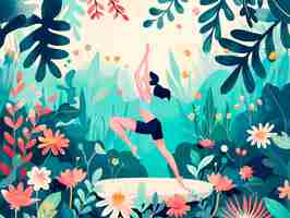 Foto gratuita illustrazione di yoga in stile artistico digitale