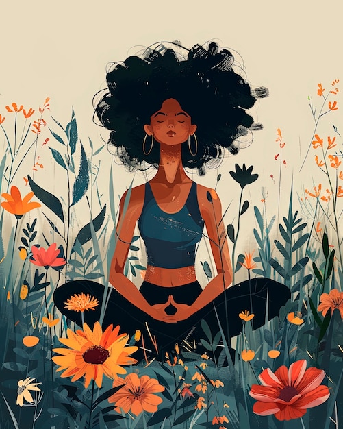 Foto gratuita illustrazione di yoga in stile artistico digitale