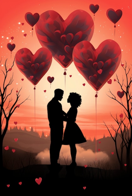 Free photo digital art valentine's day scene with couple in love