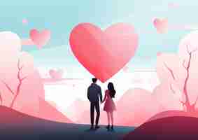 Free photo digital art valentine's day scene with couple in love