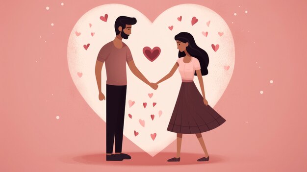 Цифровая сцена дня святого Валентина с влюбленной парой