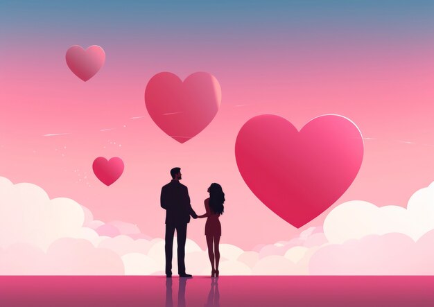 Free photo digital art valentine's day scene with couple in love