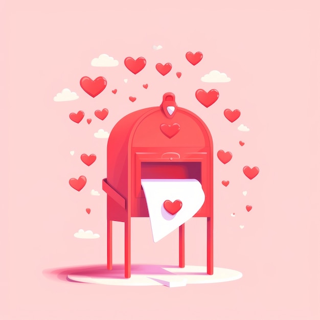 Digital art valentine's day scene with letterbox