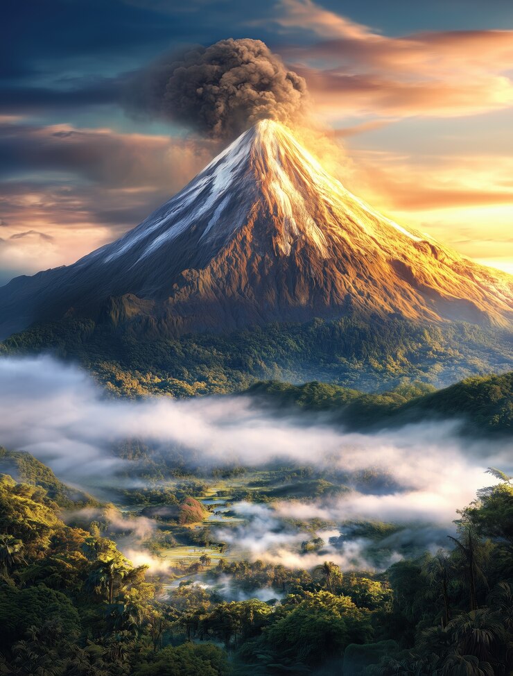 Free Photo digital art volcano illustrated