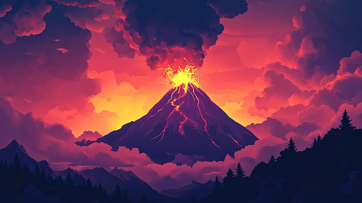 無料Photo デジタルアート 火山のイラスト