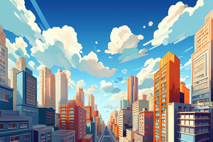 Free Photo digital art with city landscape and architecture