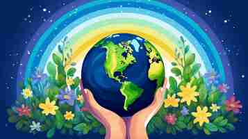 Free photo digital art with hands holding planet