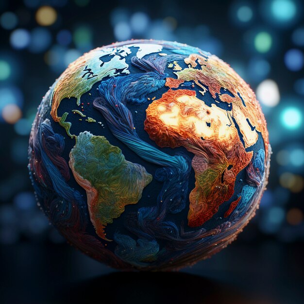 Digital art with planet earth