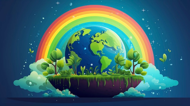 Digital art with planet earth