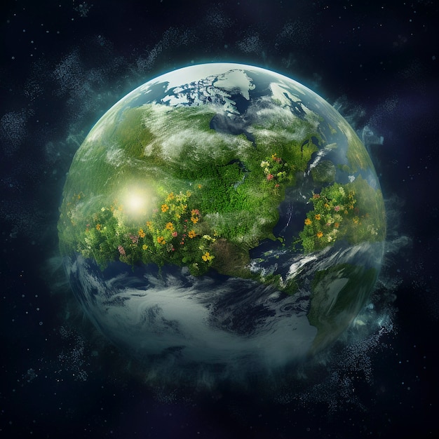 Digital art with planet earth