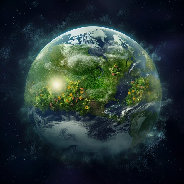 Digital art with planet earth