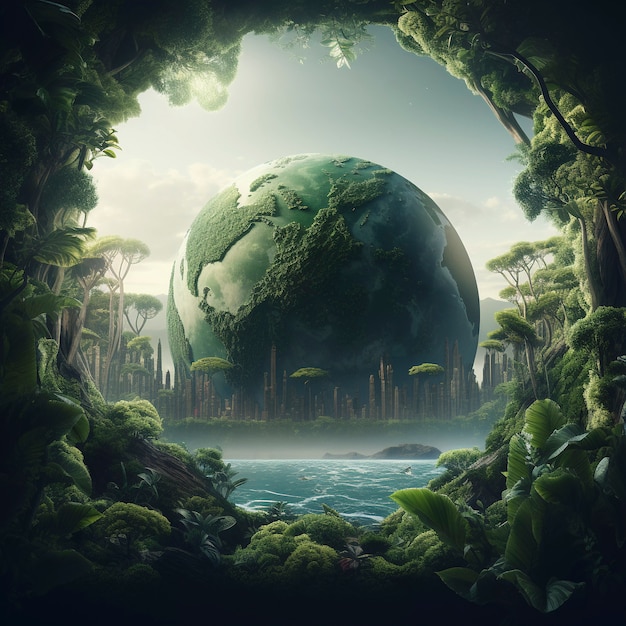 Digital art with planet earth