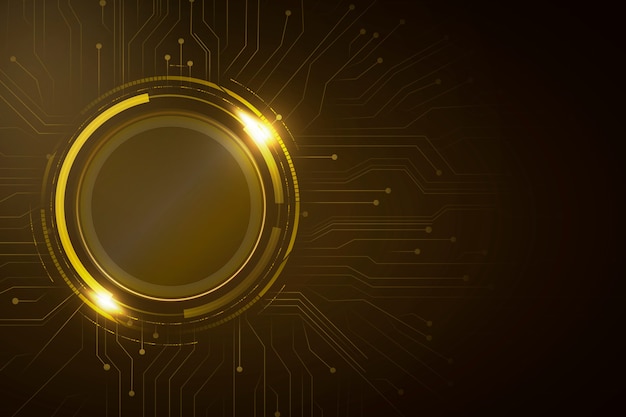 Free photo digital circle circuit gold background futuristic technology