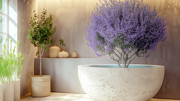 Foto gratuita disegno d'interno digitale a lavanda