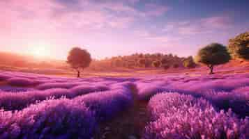 Foto gratuita paesaggio naturale lavanda digitale