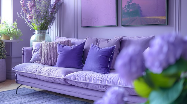 Free photo digital lavender style interior design