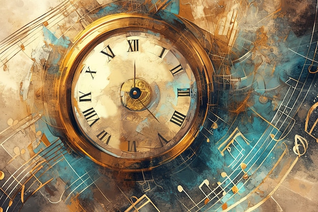 Free photo digital painting of old clock