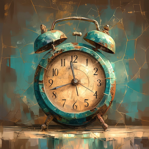 Free photo digital painting of old clock