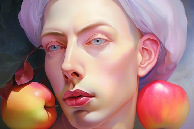 Free photo digital portrait with apples