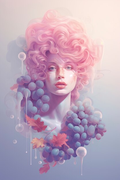 Digital portrait with  grapes