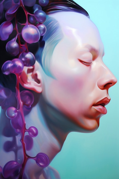 Digital portrait with grapes