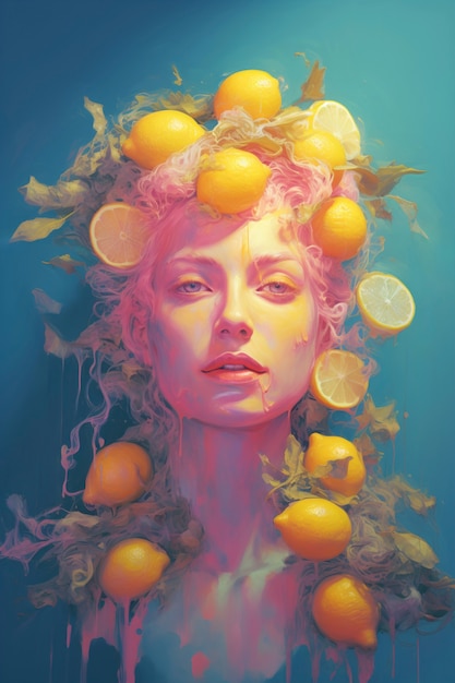 Free photo digital portrait with  lemons