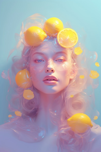 Free photo digital portrait with  lemons