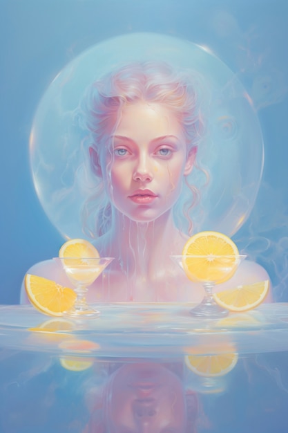 Free photo digital portrait with lemons