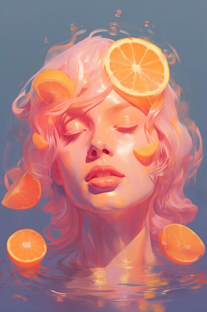 Цифровой портрет с оранжевым цветом