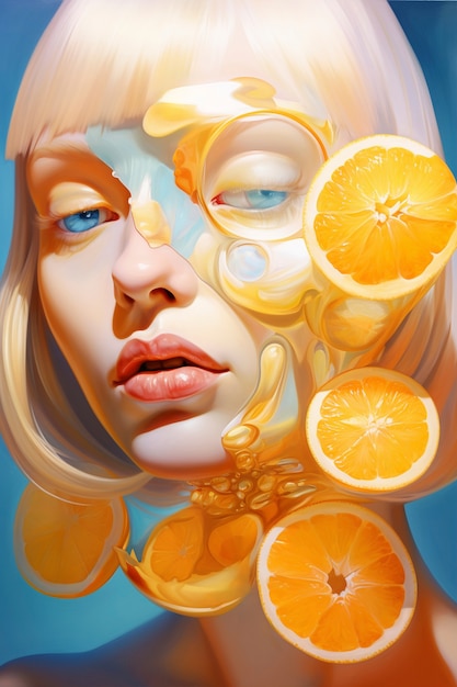 Free photo digital portrait with orange