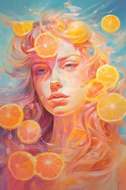 Free photo digital portrait with orange