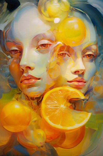 Free photo digital portrait with orange