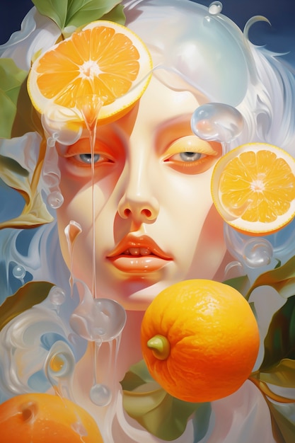 무료 사진 오렌지색으로 된 디지털 초상화
