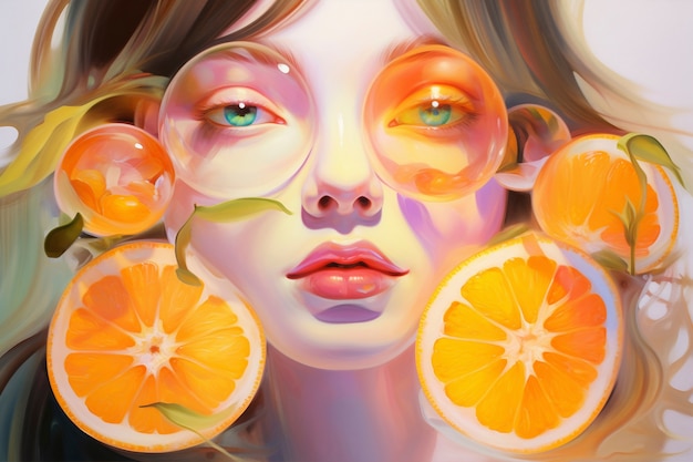 Free photo digital portrait with orange