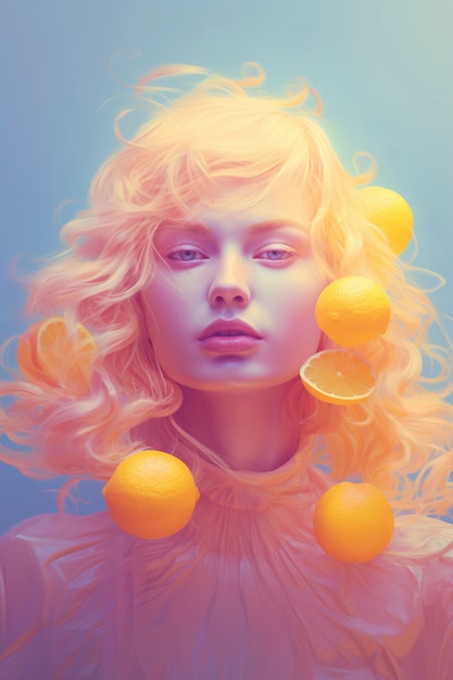 Digital portrait with  oranges