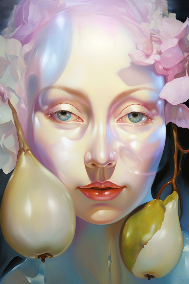 Free Photo digital portrait with pears