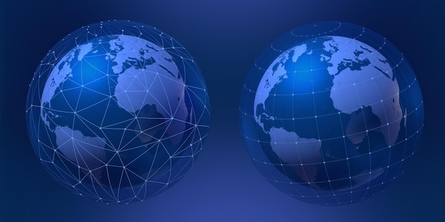 디지털 기술 지구 네트워크 라인 배경 네트워크 라인 내부 지구
