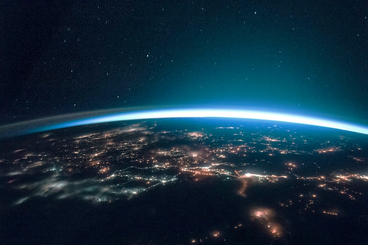 Free Photo digital world banner background, remixed from public domain by nasa